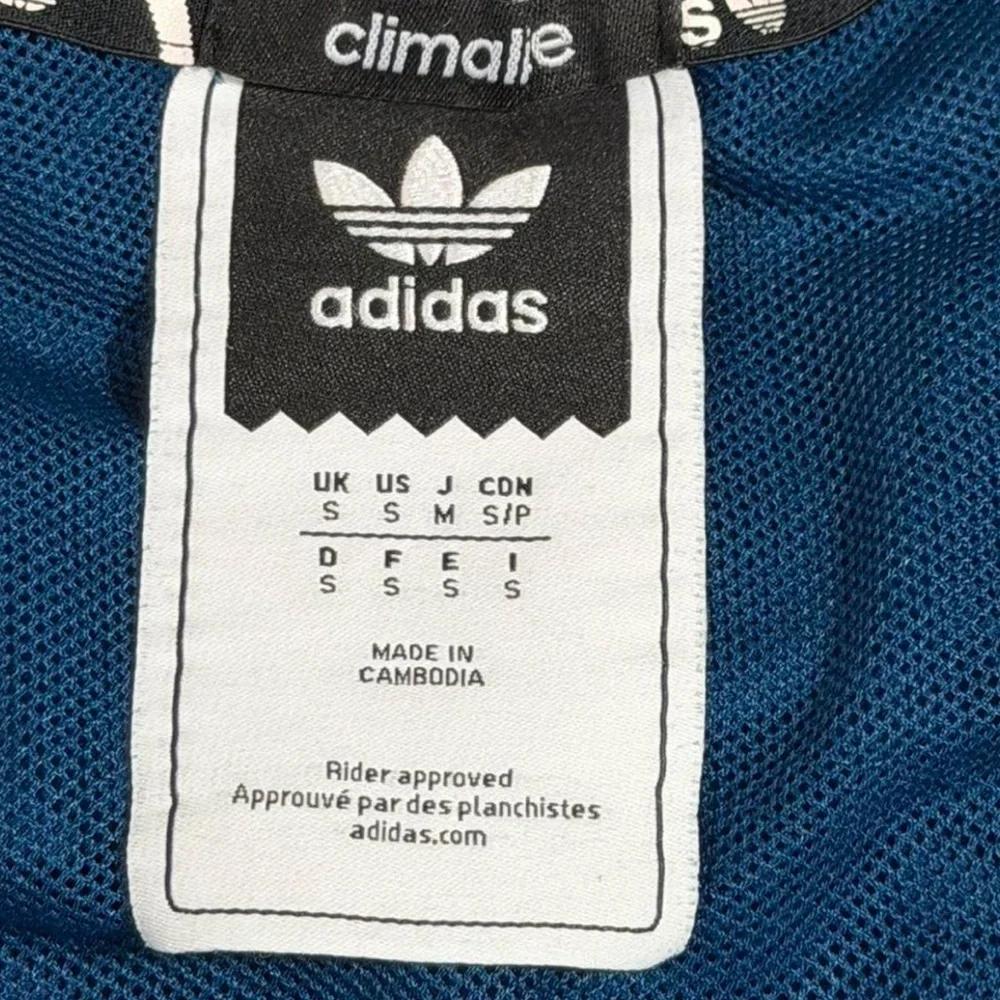 Adidas Originals Blue Colorblock Windbreaker Jacket 3 Stripe Climalite Y2K
